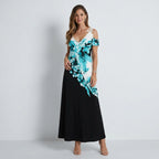 Sommerkleid für Damen in A-Linie mit Spitze im Blumenmuster Blau 6