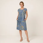 Sommerkleid für Damen in A-Linie mit Taschen ärmellos Blau 2