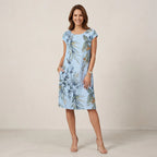 Sommerkleid für Damen in A-Linie mit Taschen ärmellos Hellblau 3