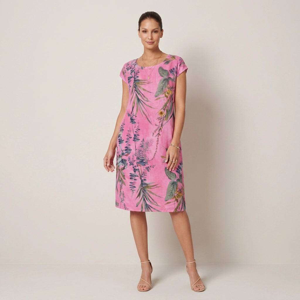 Sommerkleid für Damen in A-Linie mit Taschen ärmellos Flieder 7