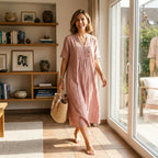 Sommerkleid für Damen in A-Linie mit V-Ausschnitt in Kurzarm-Form 7