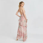 Sommerkleid für Damen mit rückenfreiem Schnitt im luftigen Stil für festliche Anlässe Rosa 1