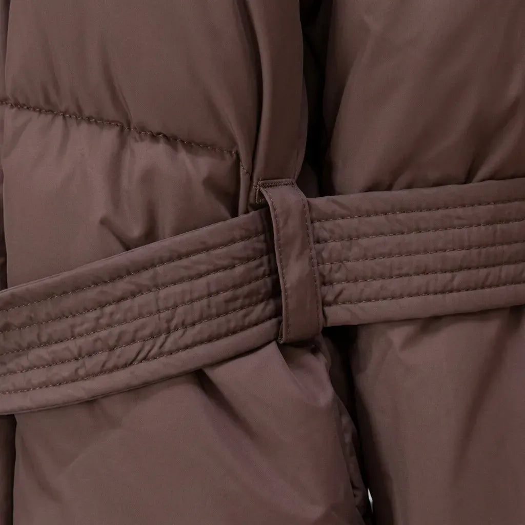 Steppjacke für Damen im Oversize-Schnitt mit Gürtel aus Daunen Braun 6