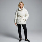 Steppjacke für Damen im Oversize-Schnitt mit Gürtel aus Daunen Weiß 8