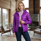 Steppjacke für Damen in taillierter Passform mit Kapuze im sportlichen Stil Lila 1
