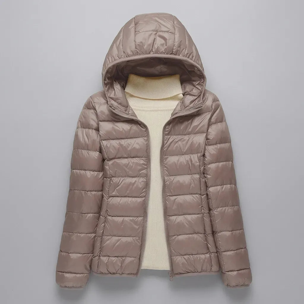 Steppjacke für Damen in taillierter Passform mit Kapuze im sportlichen Stil Khaki 10