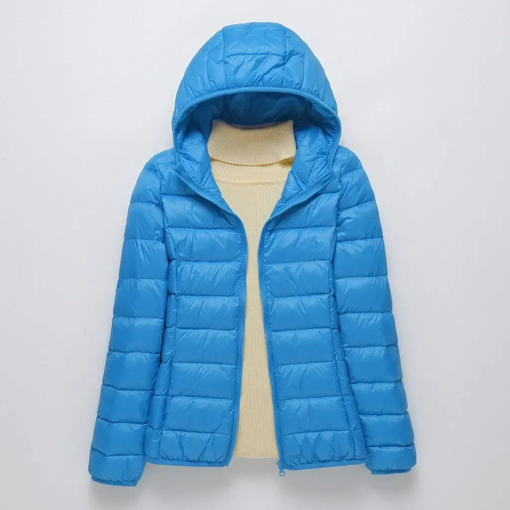 Steppjacke für Damen in taillierter Passform mit Kapuze im sportlichen Stil Blau 11