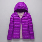 Steppjacke für Damen in taillierter Passform mit Kapuze im sportlichen Stil Lila 12