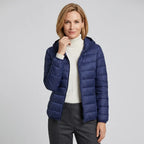 Steppjacke für Damen in taillierter Passform mit Kapuze im sportlichen Stil Dunkelblau 15