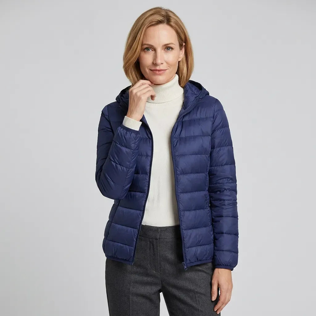 Steppjacke für Damen in taillierter Passform mit Kapuze im sportlichen Stil Dunkelblau 15