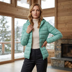 Steppjacke für Damen in taillierter Passform mit Kapuze im sportlichen Stil Türkis 3