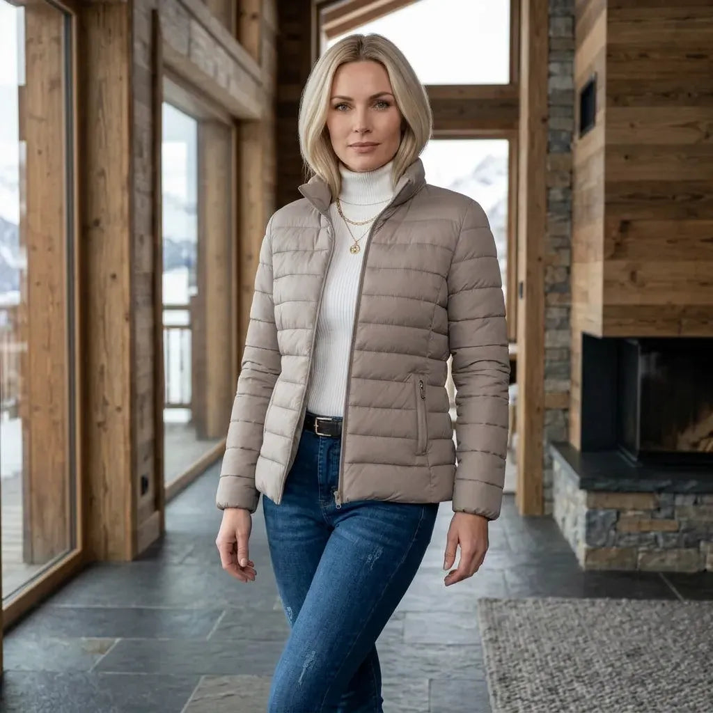 Steppjacke für Damen in taillierter Passform mit Stehkragen für den Übergang Grau 3
