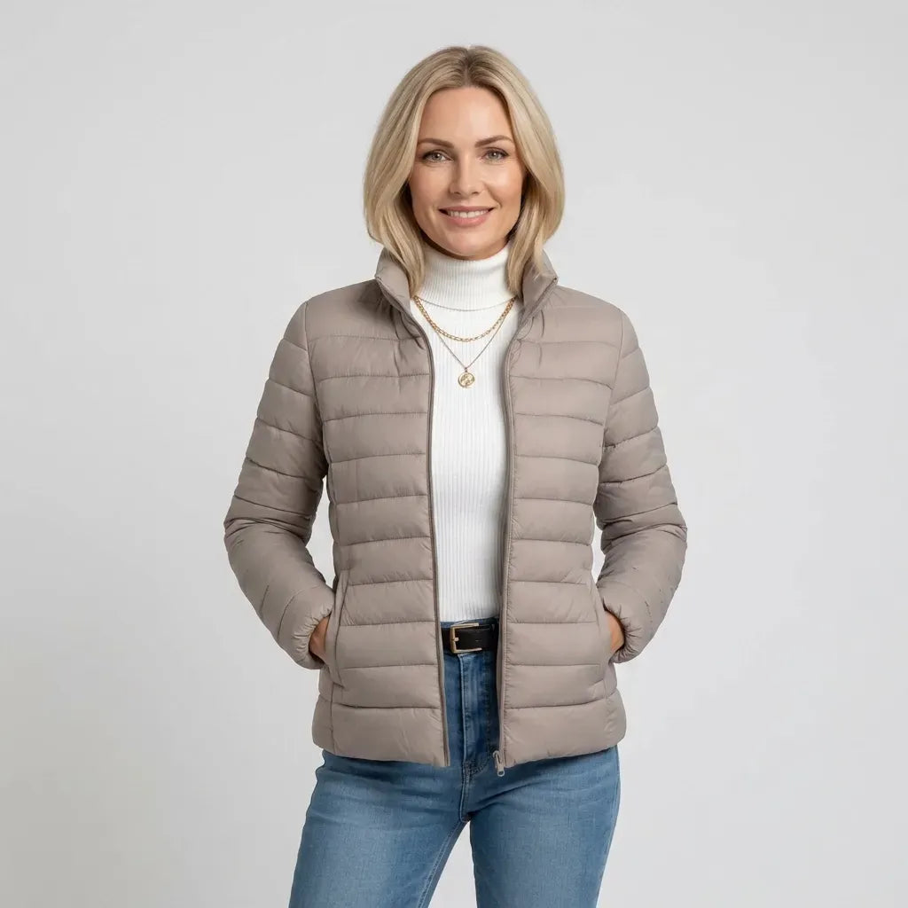 Steppjacke für Damen in taillierter Passform mit Stehkragen für den Übergang Grau 4
