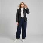 Steppjacke für Damen in taillierter Passform mit Stehkragen für den Übergang Schwarz 6