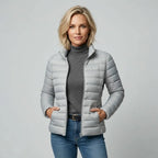 Steppjacke für Damen in taillierter Passform mit Stehkragen für den Übergang Silber 7
