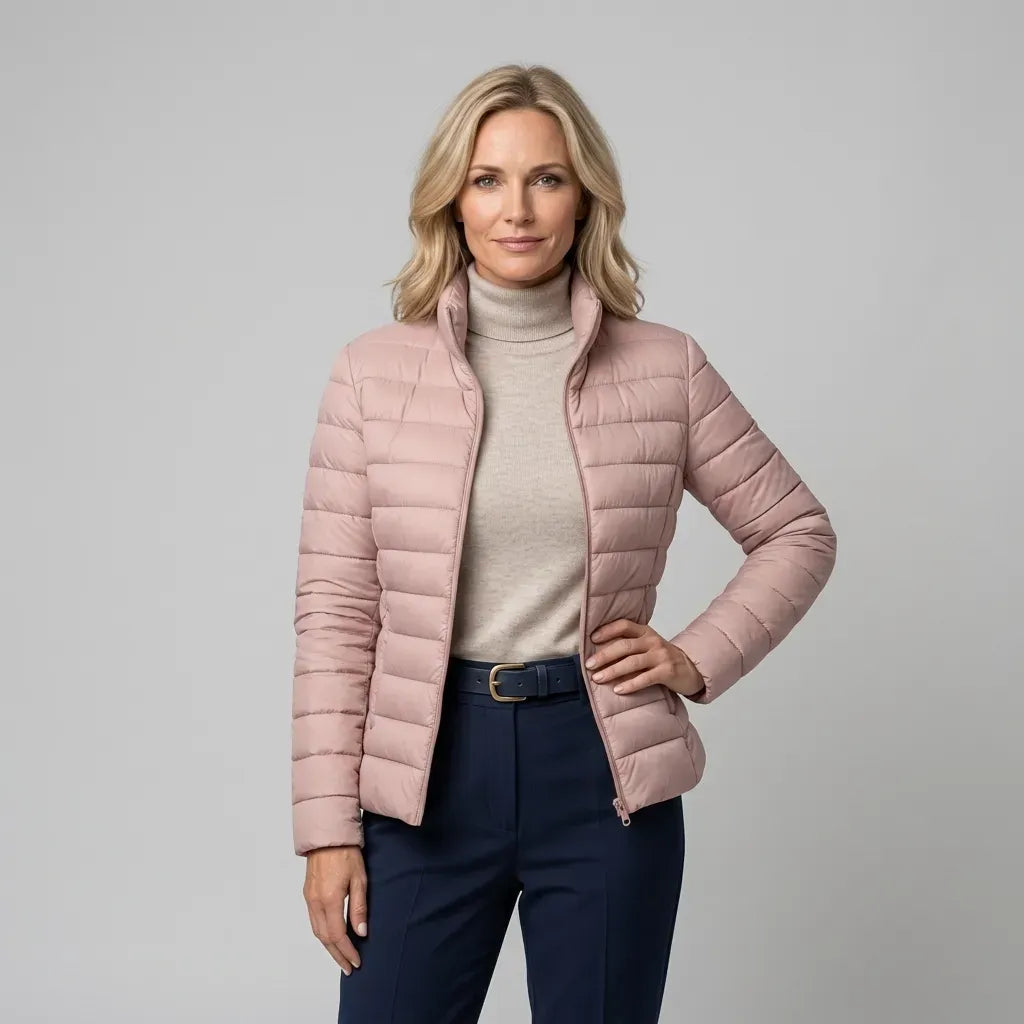 Steppjacke für Damen in taillierter Passform mit Stehkragen für den Übergang Rosa 8