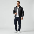 Steppjacke für Herren mit schmaler Passform aus glänzendem Synthetikmaterial mit Stehkragen Schwarz 2