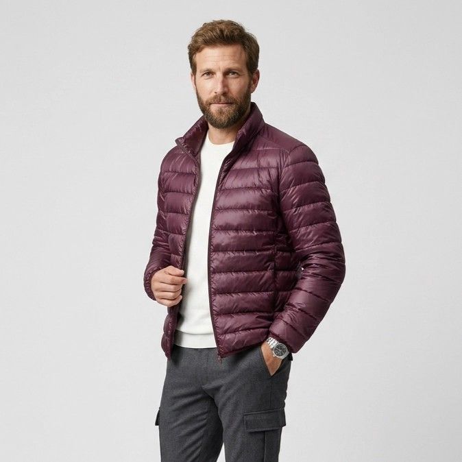 Steppjacke für Herren mit schmaler Passform aus glänzendem Synthetikmaterial mit Stehkragen Rot 5