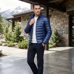 Steppjacke für Herren mit schmaler Passform aus glänzendem Synthetikmaterial mit Stehkragen Dunkelblau 6