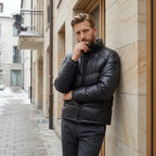 Steppmantel für Herren mit Steppung aus Polyester im Stehkragen-Design Schwarz 1