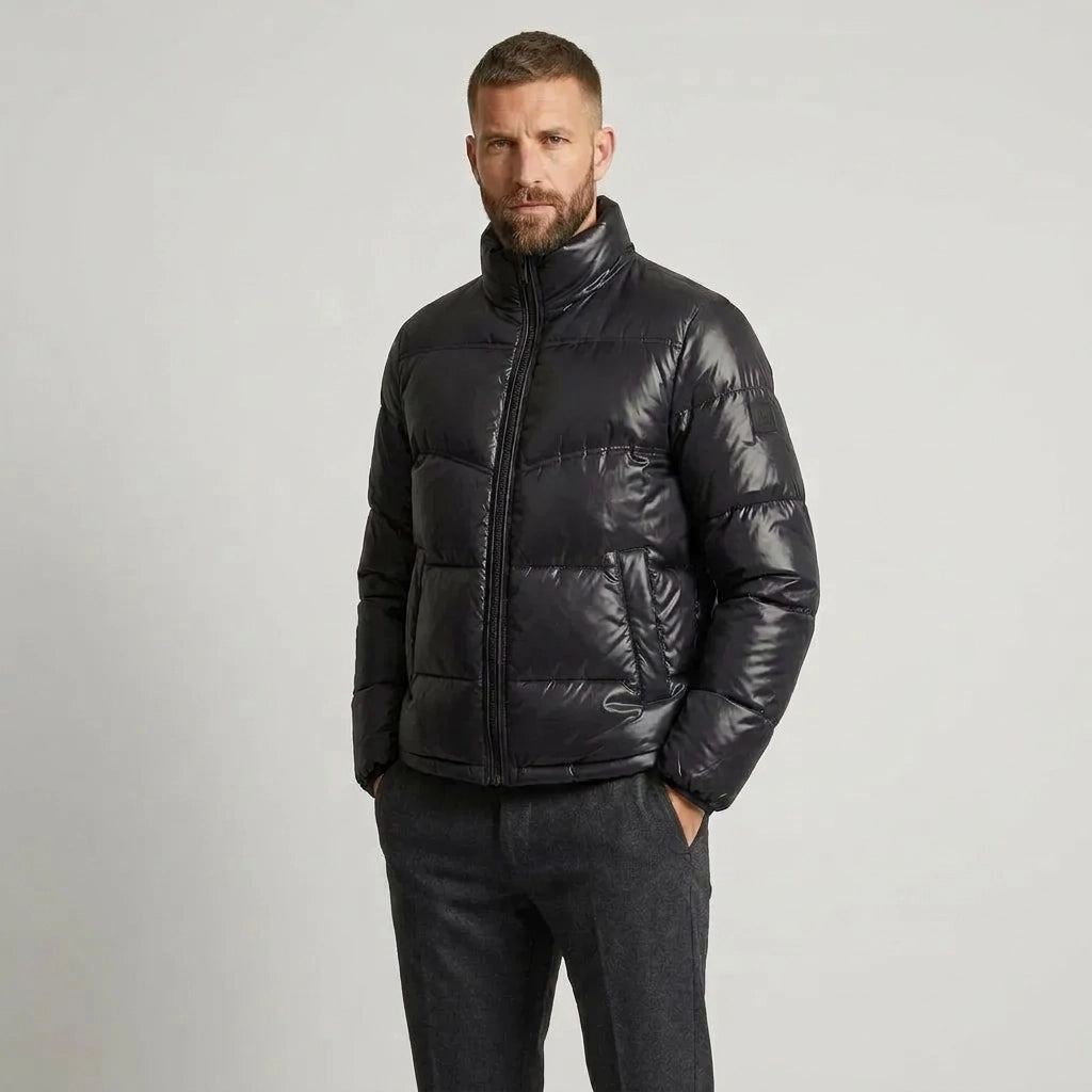 Steppmantel für Herren mit Steppung aus Polyester im Stehkragen-Design Schwarz 3