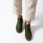 Stiefeletten für Damen mit Blockabsatz aus Veloursleder im eleganten Stil Grün 2