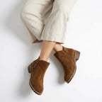 Stiefeletten für Damen mit Blockabsatz aus Veloursleder im eleganten Stil Braun 4
