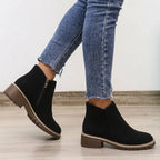 Stiefeletten für Damen mit Blockabsatz aus Veloursleder im eleganten Stil Schwarz 5