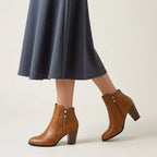 Stiefeletten für Damen mit Blockabsatz mit Lochmuster Braun 2