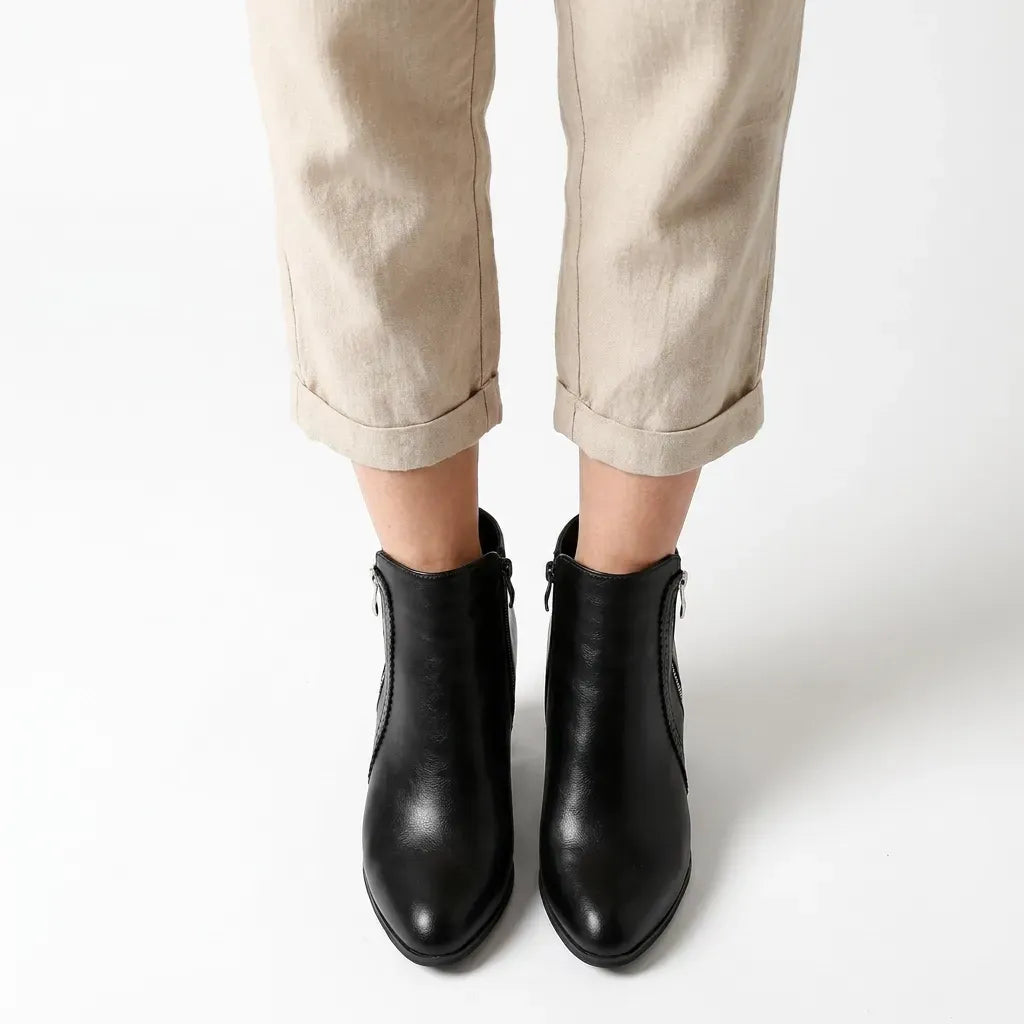 Stiefeletten für Damen mit Blockabsatz mit Lochmuster Schwarz 3