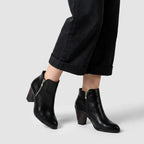 Stiefeletten für Damen mit Blockabsatz mit Lochmuster Schwarz 4