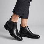 Stiefeletten mit Absatz für Herren aus Echtleder im klassischen Stil Schwarz 2