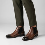 Stiefeletten mit Absatz für Herren aus Echtleder im klassischen Stil Braun 4