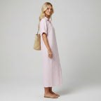 Midi Strandkleid im Shirt Design in Pastellfarben Rosa 6