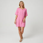 Strandkleid für Damen im A-Linien-Schnitt aus Baumwolle Rosa 8