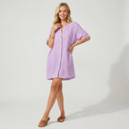 Strandkleid für Damen im A-Linien-Schnitt aus Baumwolle Lila 9