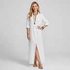 Strandkleid mit Kragen und Knopfleiste im lockeren Schnitt Weiß 1