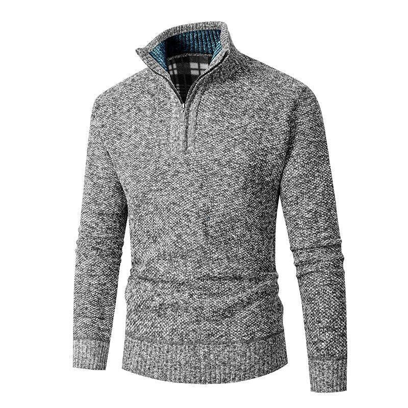 Strickcardigan für Herren aus Feinstrick mit Reißverschluss Hellgrau 3