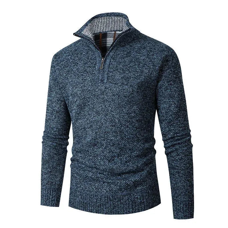 Strickcardigan für Herren aus Feinstrick mit Reißverschluss Blau 4