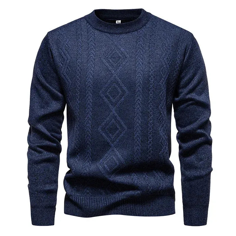 Strickcardigan für Herren aus Feinstrick mit Zopfmuster im Rautenmuster Blau 2