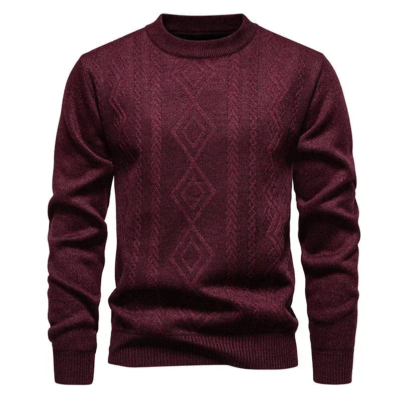 Strickcardigan für Herren aus Feinstrick mit Zopfmuster im Rautenmuster Dunkelrot 3