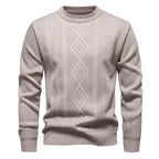 Strickcardigan für Herren aus Feinstrick mit Zopfmuster im Rautenmuster Beige 4