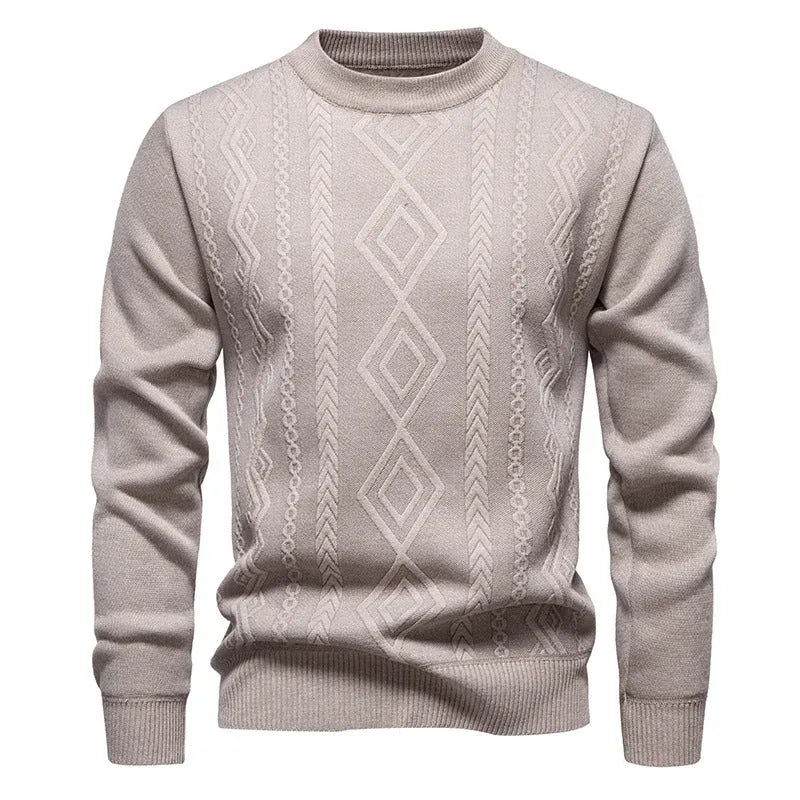 Strickcardigan für Herren aus Feinstrick mit Zopfmuster im Rautenmuster Beige 4