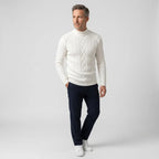 Strickcardigan für Herren aus Strukturstrick im Herbststil Weiß 1