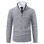 Strickcardigan für Herren mit Kragen im klassischen Stil Hellgrau 2