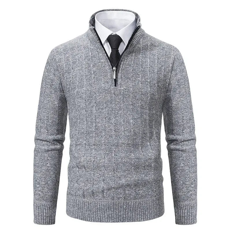 Strickcardigan für Herren mit Kragen im klassischen Stil Hellgrau 2