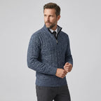 Strickcardigan für Herren mit Kragen im klassischen Stil Blau 4