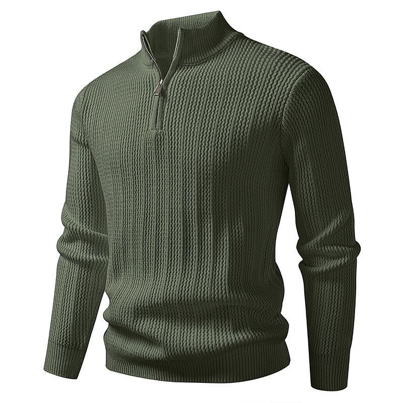 Strickcardigan für Herren mit Strukturstrick und Reißverschluss für den Herbst Dunkelgrün 2