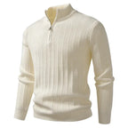Strickcardigan für Herren mit Strukturstrick und Reißverschluss für den Herbst Weiß 3