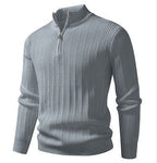 Strickcardigan für Herren mit Strukturstrick und Reißverschluss für den Herbst Grau 4